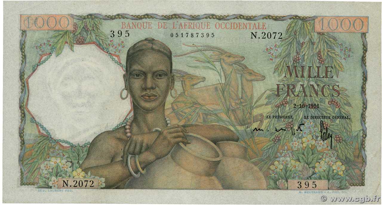 1000 Francs AFRIQUE OCCIDENTALE FRANÇAISE (1895-1958)  1951 P.42 SUP