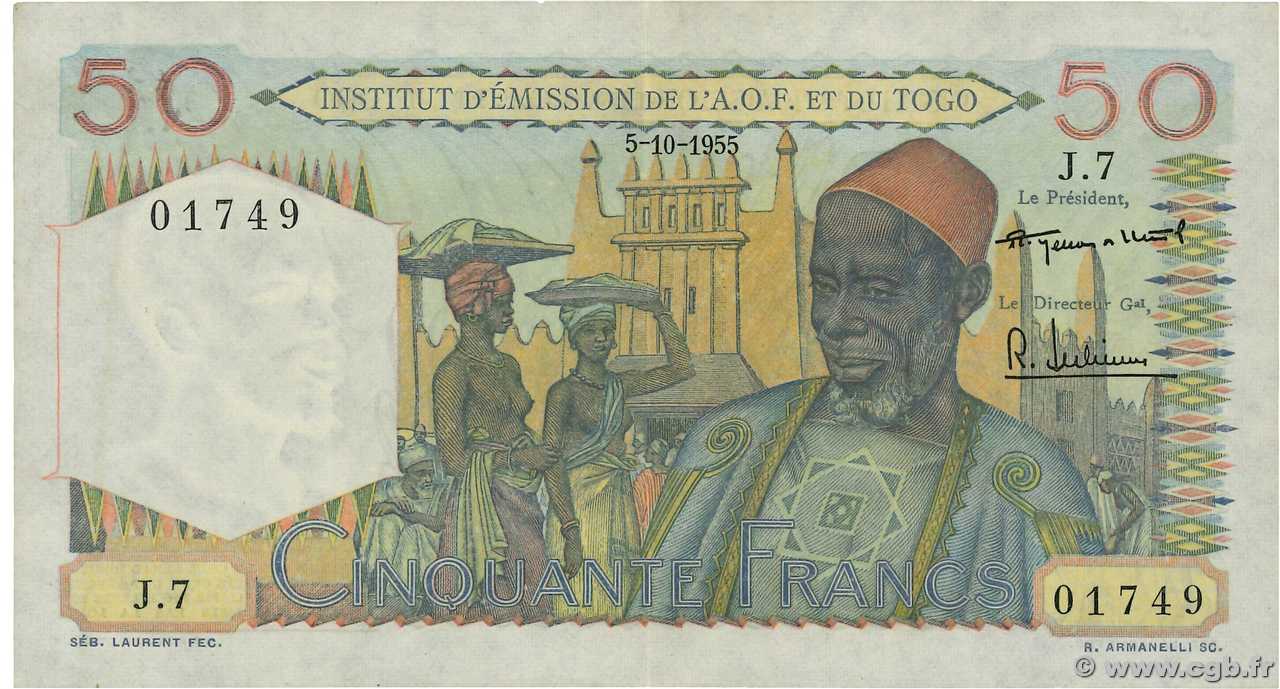 50 Francs AFRIQUE OCCIDENTALE FRANÇAISE (1895-1958)  1955 P.44 TTB+