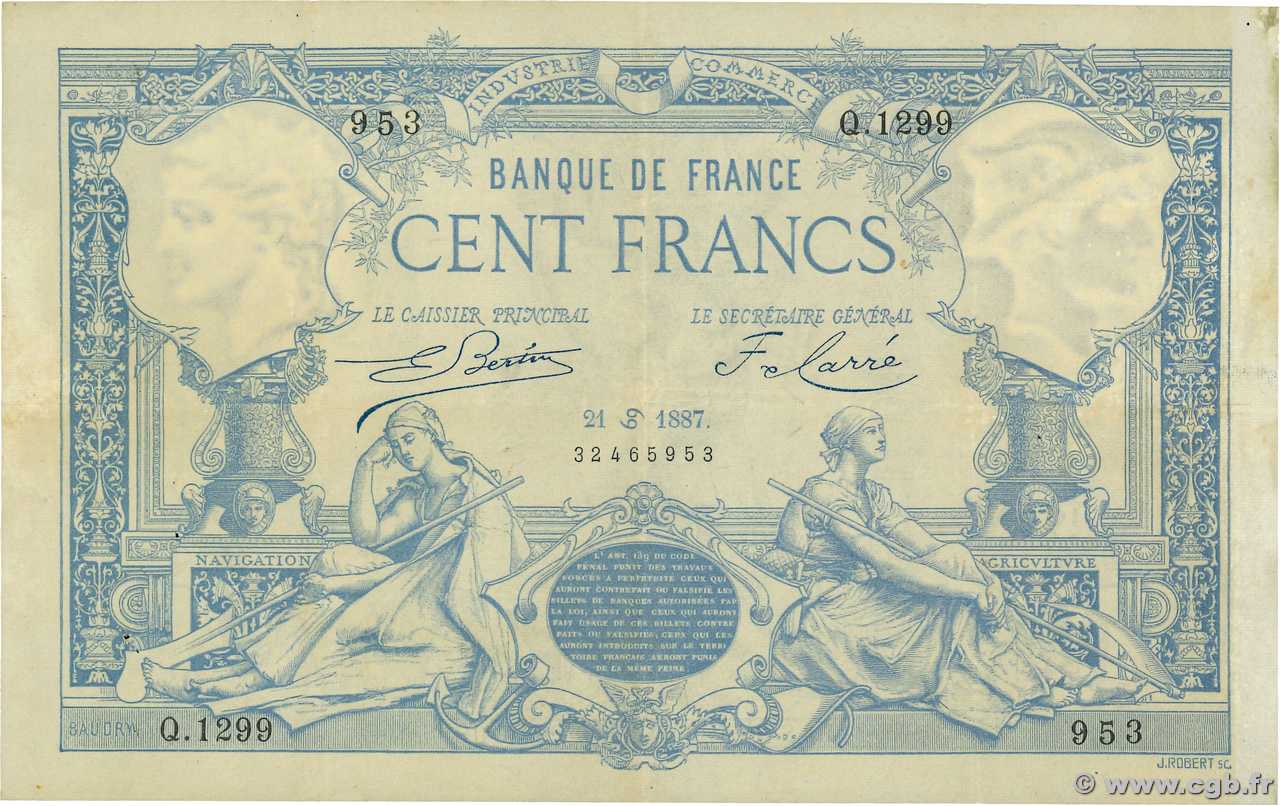 100 Francs type 1882 - À filigrane dégagé FRANKREICH  1887 F.A48.07 SS
