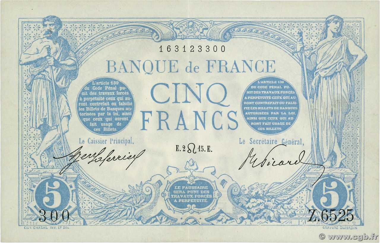 5 Francs BLEU FRANCIA  1915 F.02.29 EBC