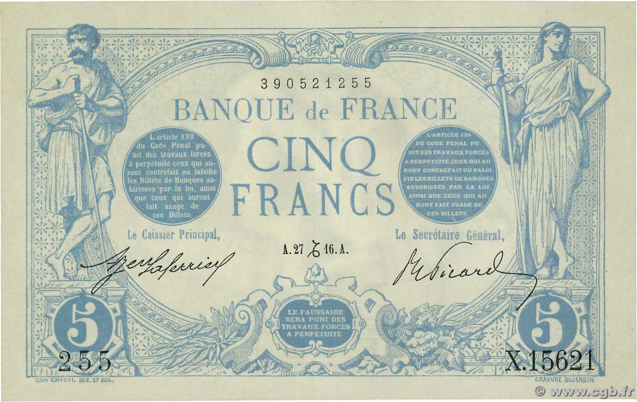 5 Francs BLEU FRANCIA  1916 F.02.46 AU