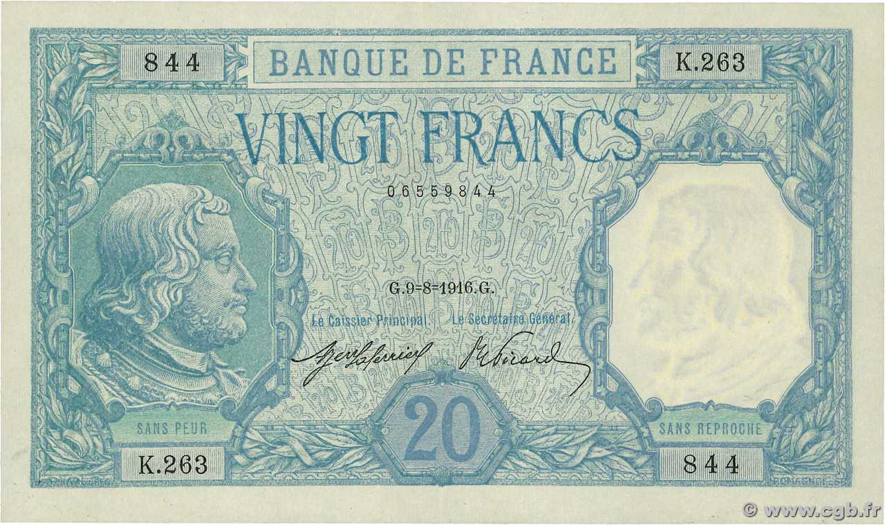 20 Francs BAYARD FRANCE  1916 F.11.01 pr.SPL