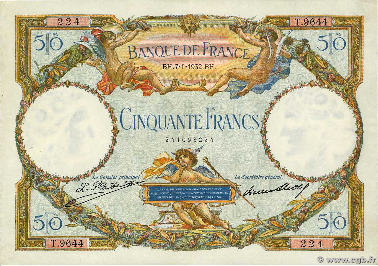 50 Francs LUC OLIVIER MERSON type modifié FRANKREICH  1932 F.16.03 fVZ