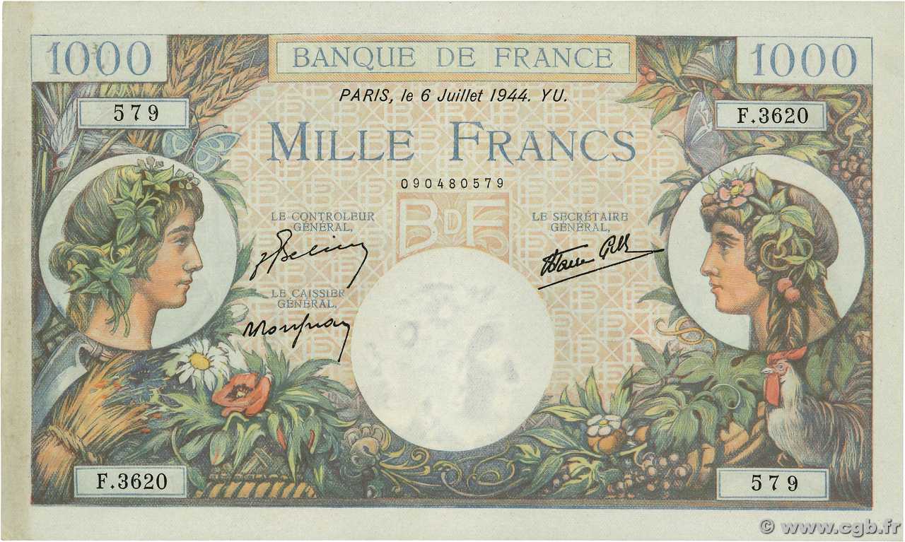 1000 Francs COMMERCE ET INDUSTRIE FRANCIA  1944 F.39.10 q.AU