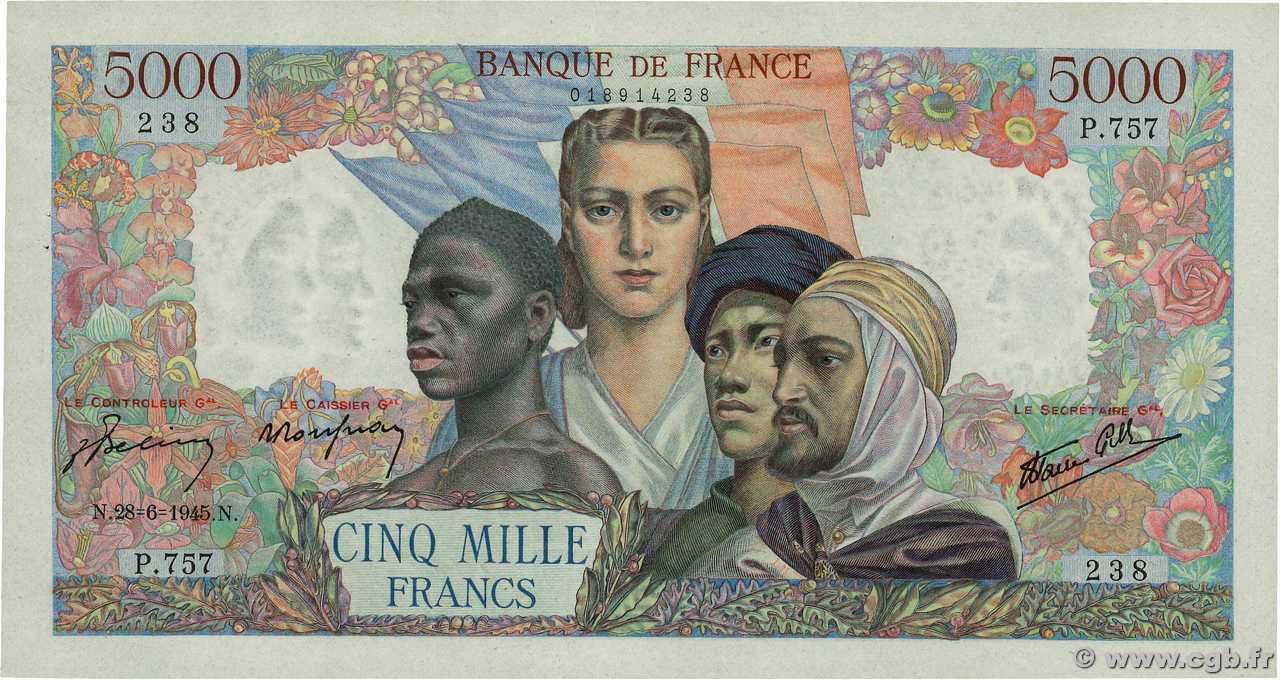 5000 Francs EMPIRE FRANÇAIS FRANCIA  1945 F.47.32 EBC+