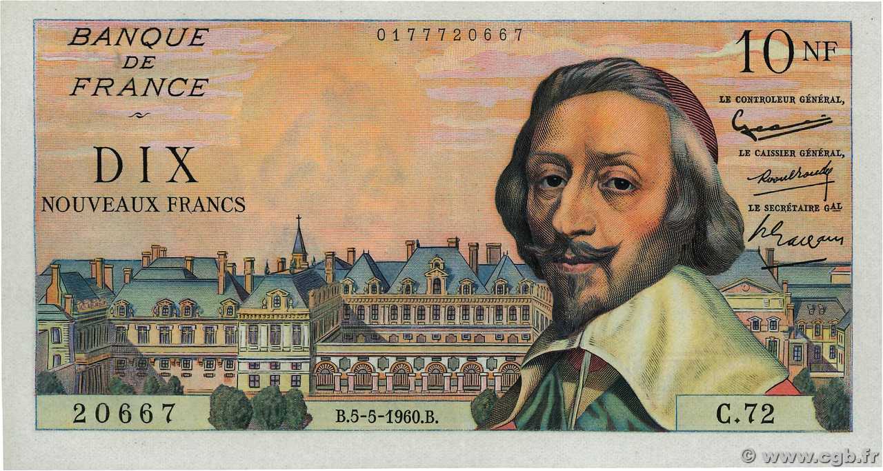10 Nouveaux Francs RICHELIEU Fauté FRANKREICH  1960 F.57.07 VZ+