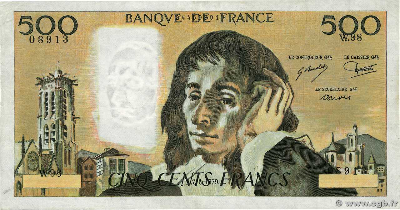 500 Francs PASCAL Fauté FRANKREICH  1979 F.71.19 S