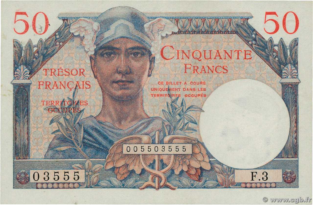 50 Francs TRÉSOR FRANÇAIS FRANKREICH  1947 VF.31.03 VZ