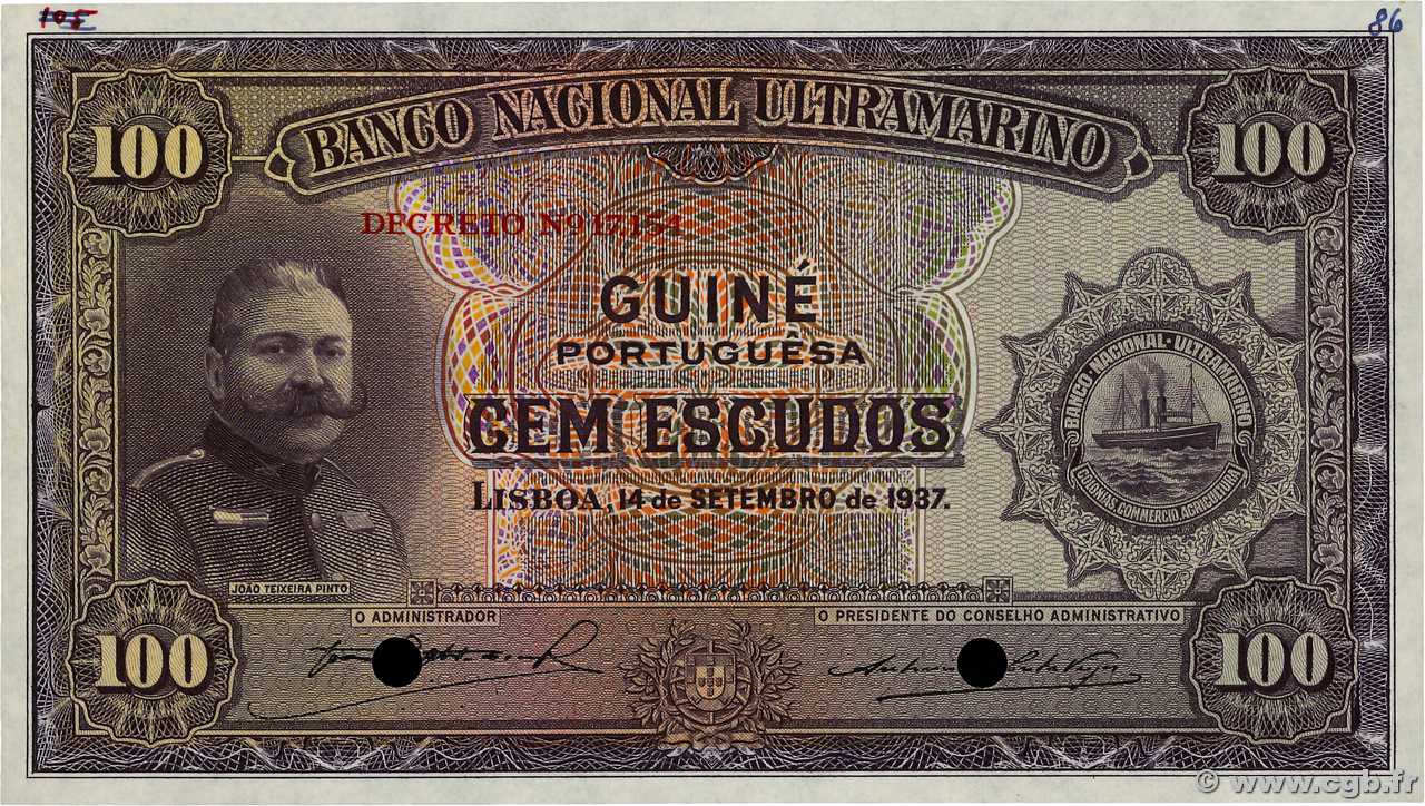100 Escudos Spécimen PORTUGUESE GUINEA  1937 P.024s SC