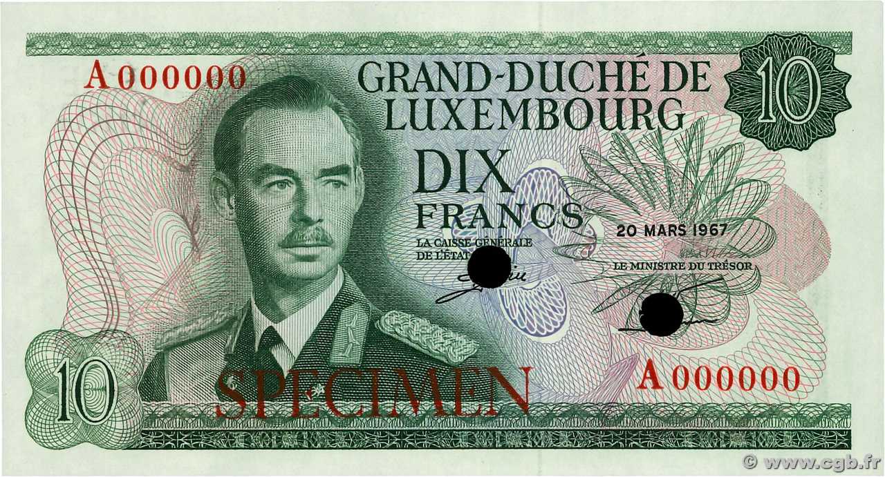 10 Francs Spécimen LUXEMBOURG  1967 P.53s NEUF