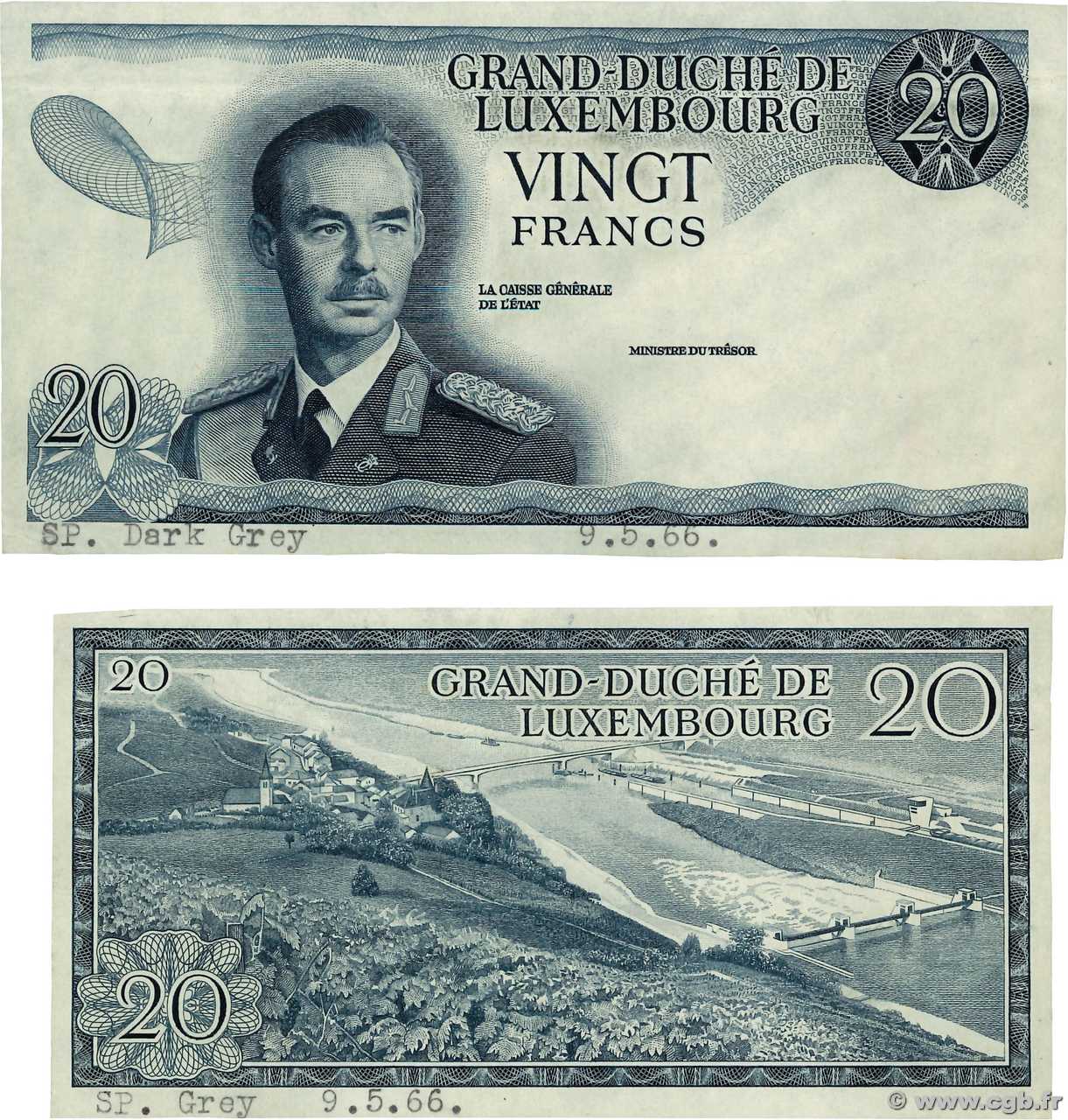 20 Francs Épreuve LUXEMBURGO  1966 P.54e SC