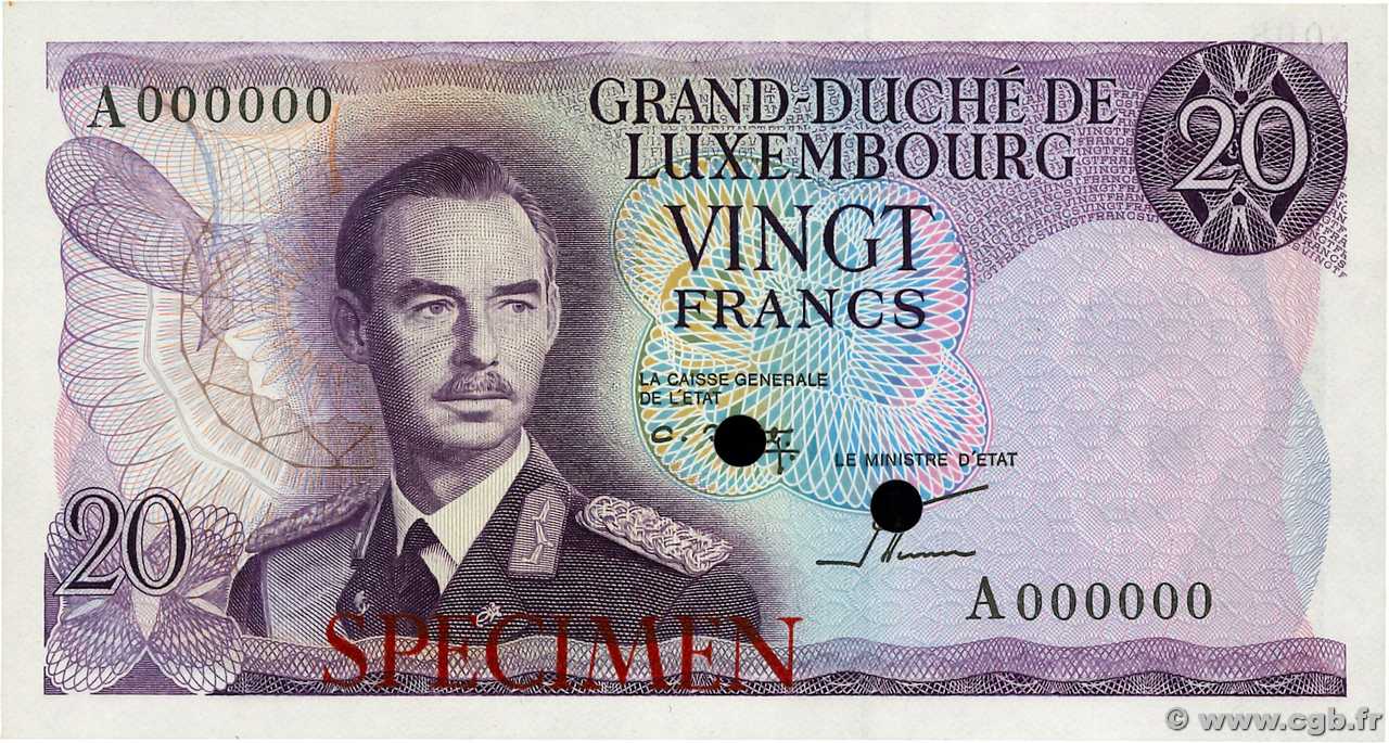 20 Francs Spécimen LUXEMBOURG  1982 P.- (54var)s UNC