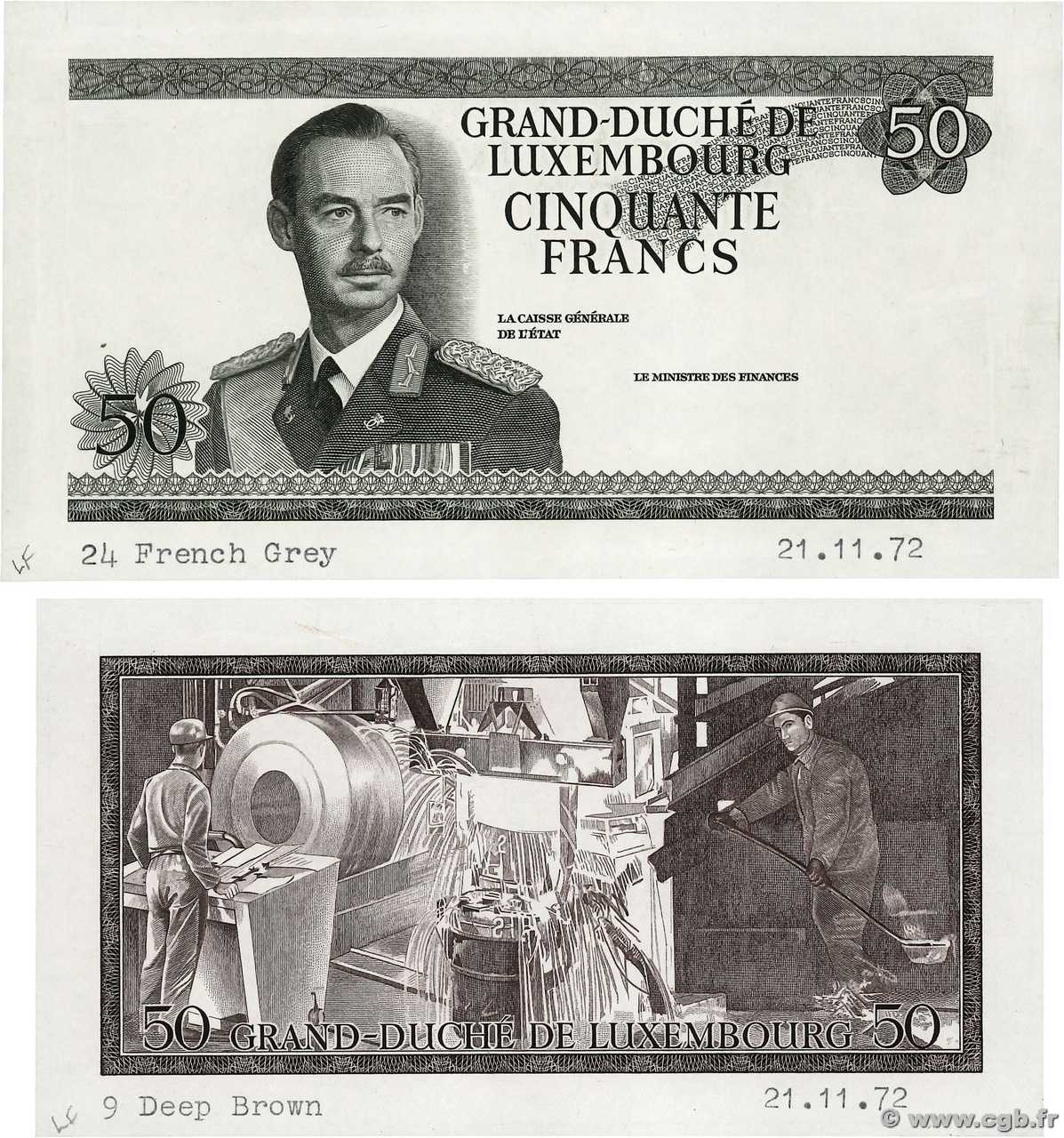 50 Francs Épreuve LUXEMBOURG  1972 P.55e NEUF