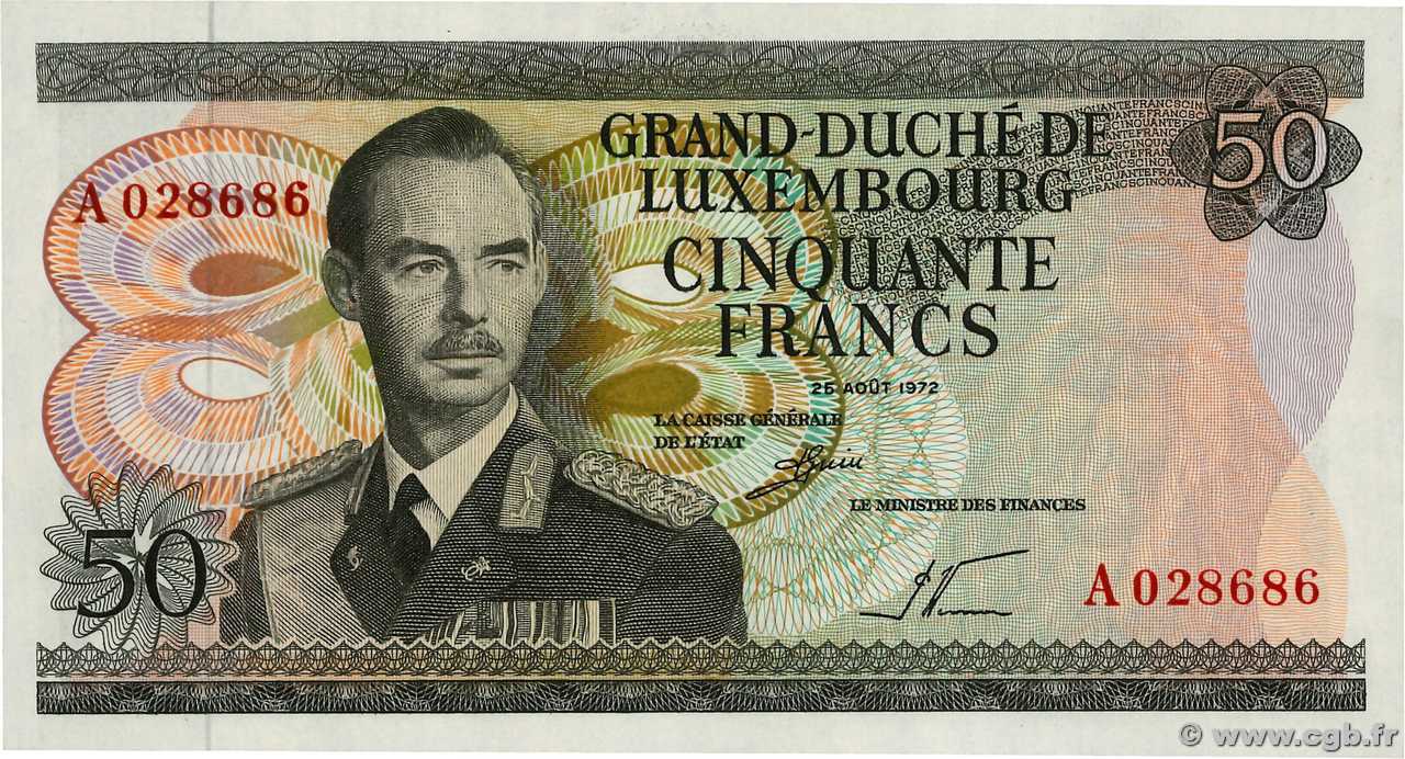 50 Francs LUSSEMBURGO  1972 P.55a FDC