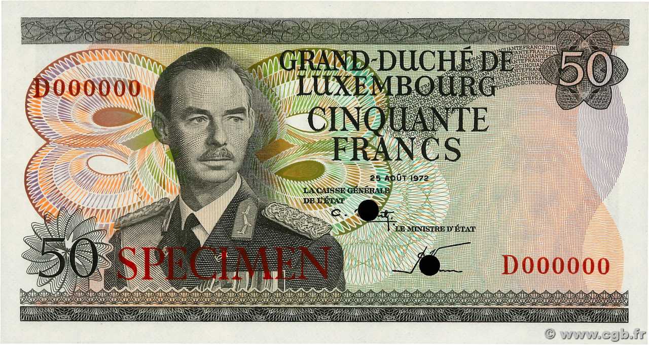 50 Francs Spécimen LUSSEMBURGO  1981 P.- (55var)s FDC