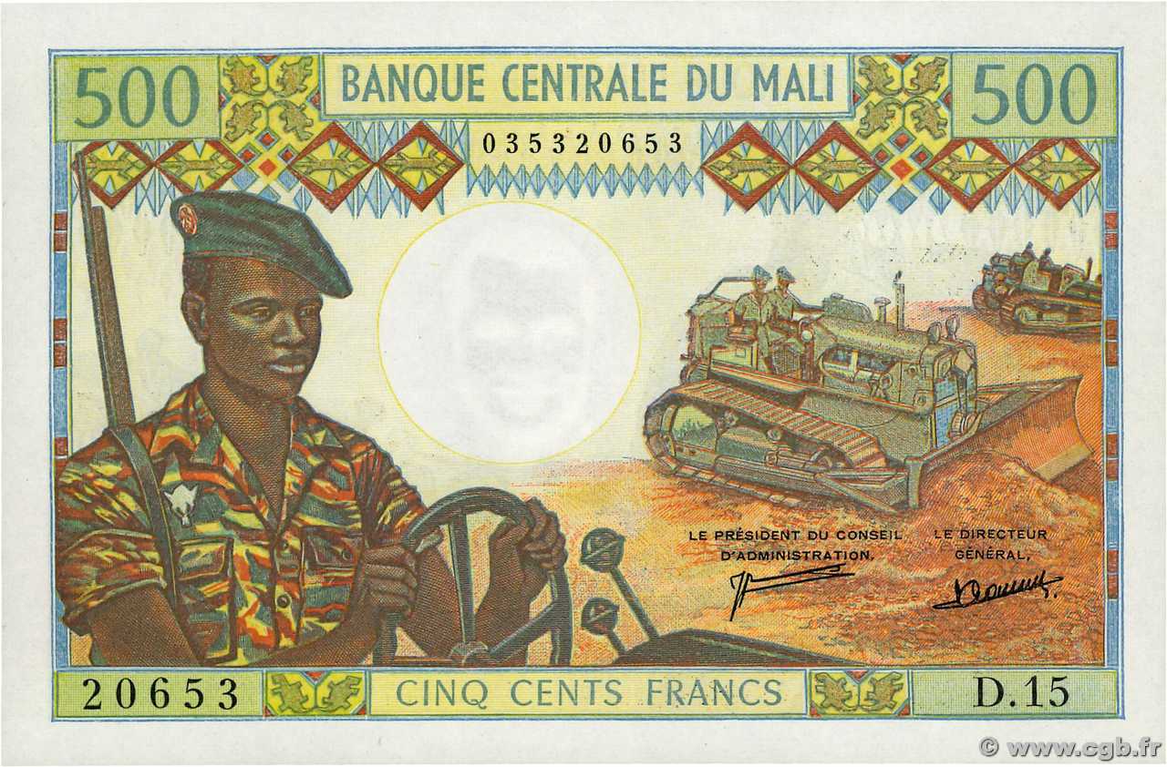 500 Francs MALí  1973 P.12d SC+