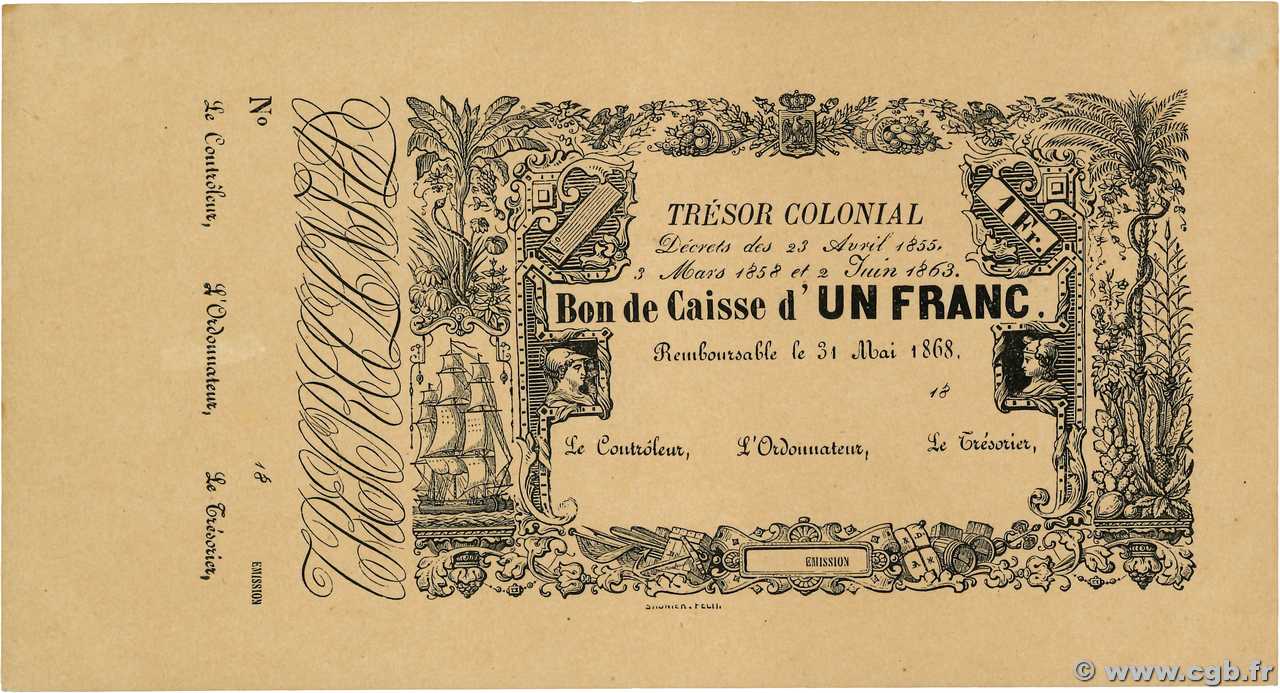 1 Franc Non émis MARTINIQUE  1868 P.A02r SUP