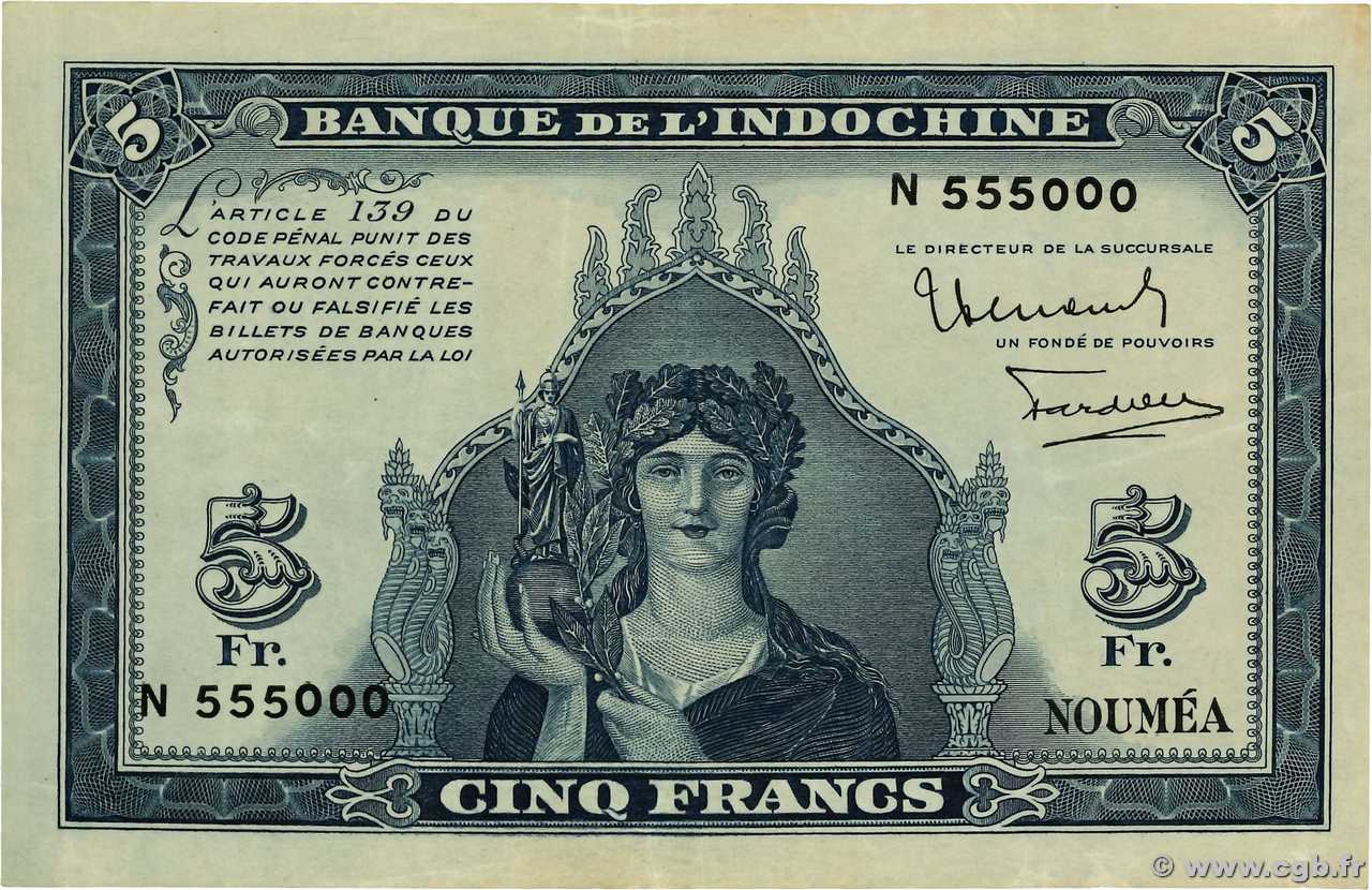 5 Francs Numéro spécial NOUVELLE CALÉDONIE  1944 P.48 TTB