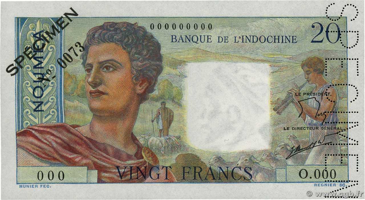 20 Francs Spécimen NOUVELLE CALÉDONIE  1963 P.50cs FDC