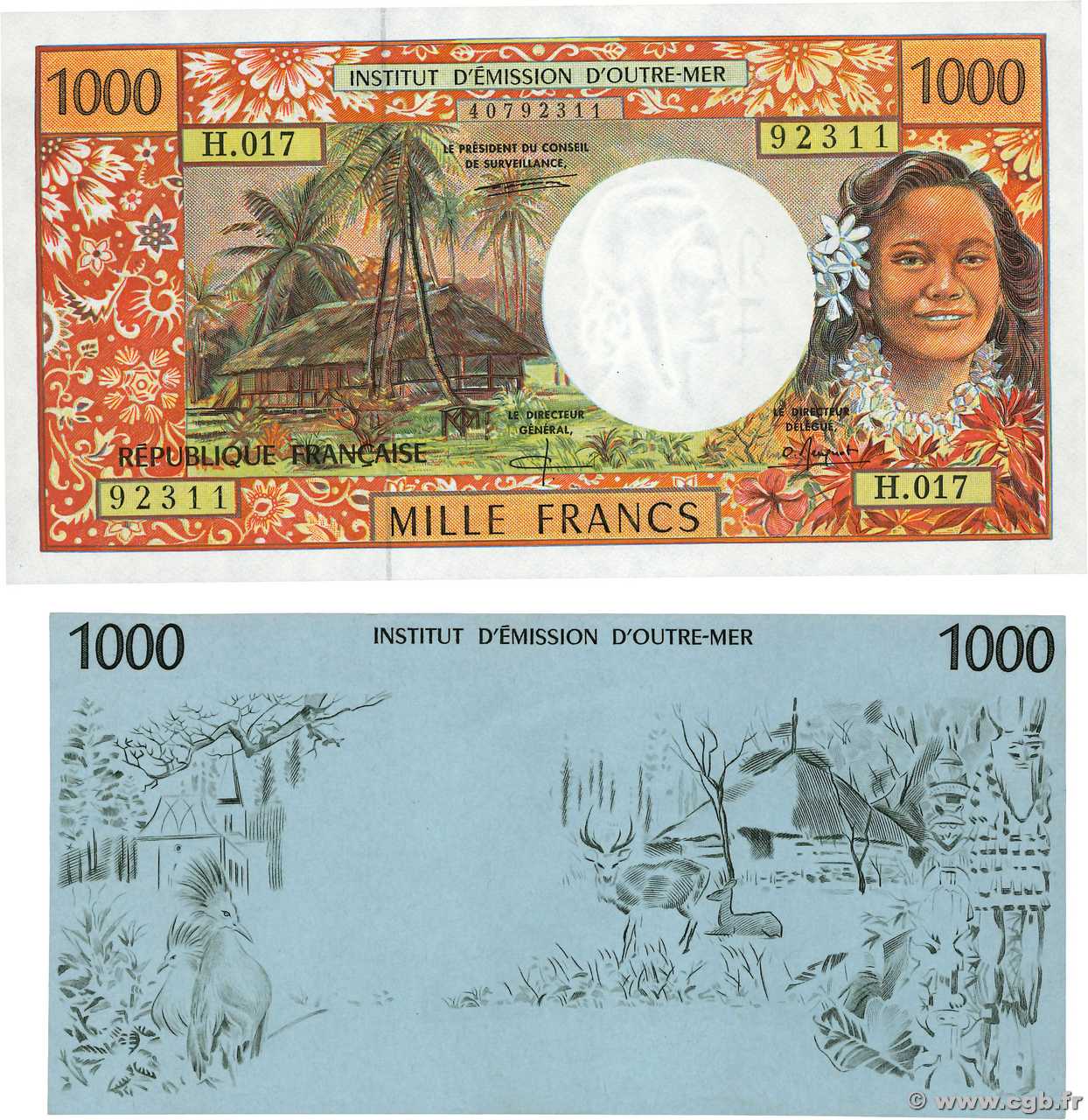 1000 Francs Lot POLYNÉSIE, TERRITOIRES D OUTRE MER  1996 P.02b et P.02E SPL+