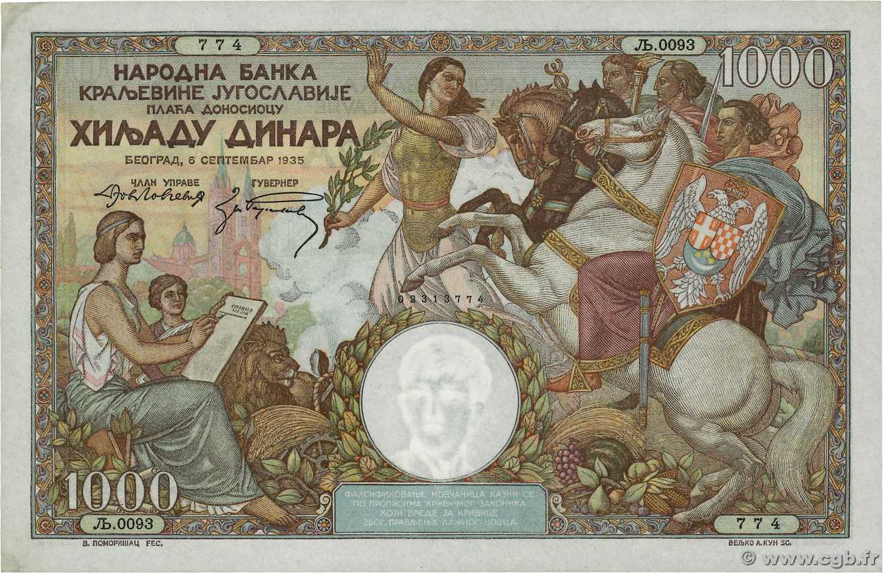 1000 Dinara Non émis JUGOSLAWIEN  1935 P.033 fST