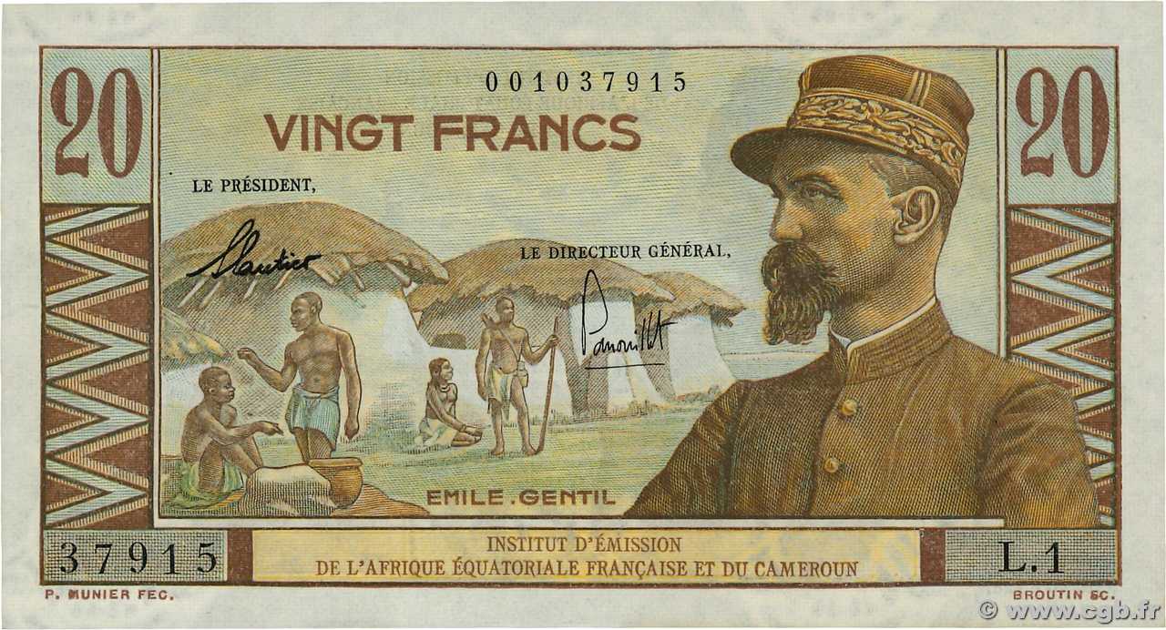 20 Francs Émile Gentil  AFRIQUE ÉQUATORIALE FRANÇAISE  1957 P.30 pr.NEUF