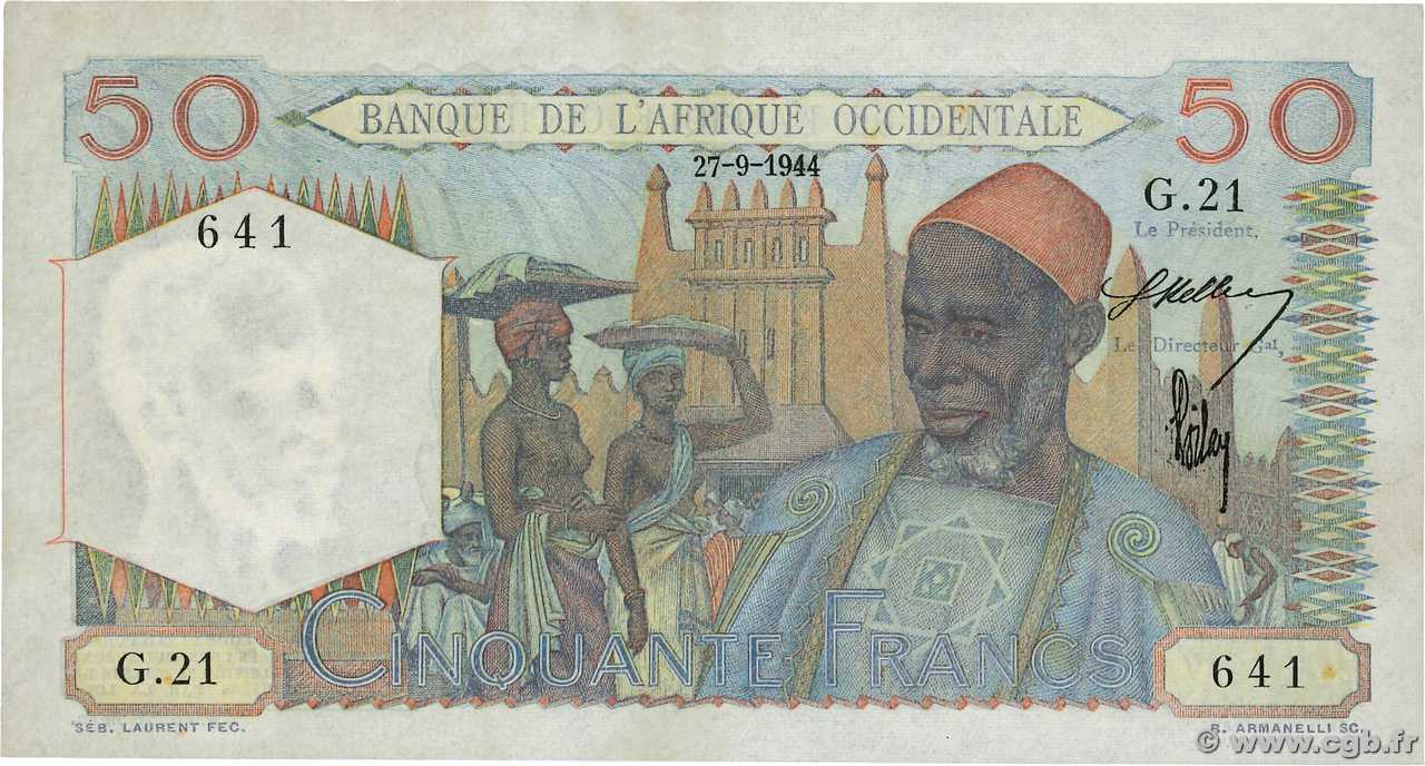 50 Francs AFRIQUE OCCIDENTALE FRANÇAISE (1895-1958)  1944 P.39 TTB+