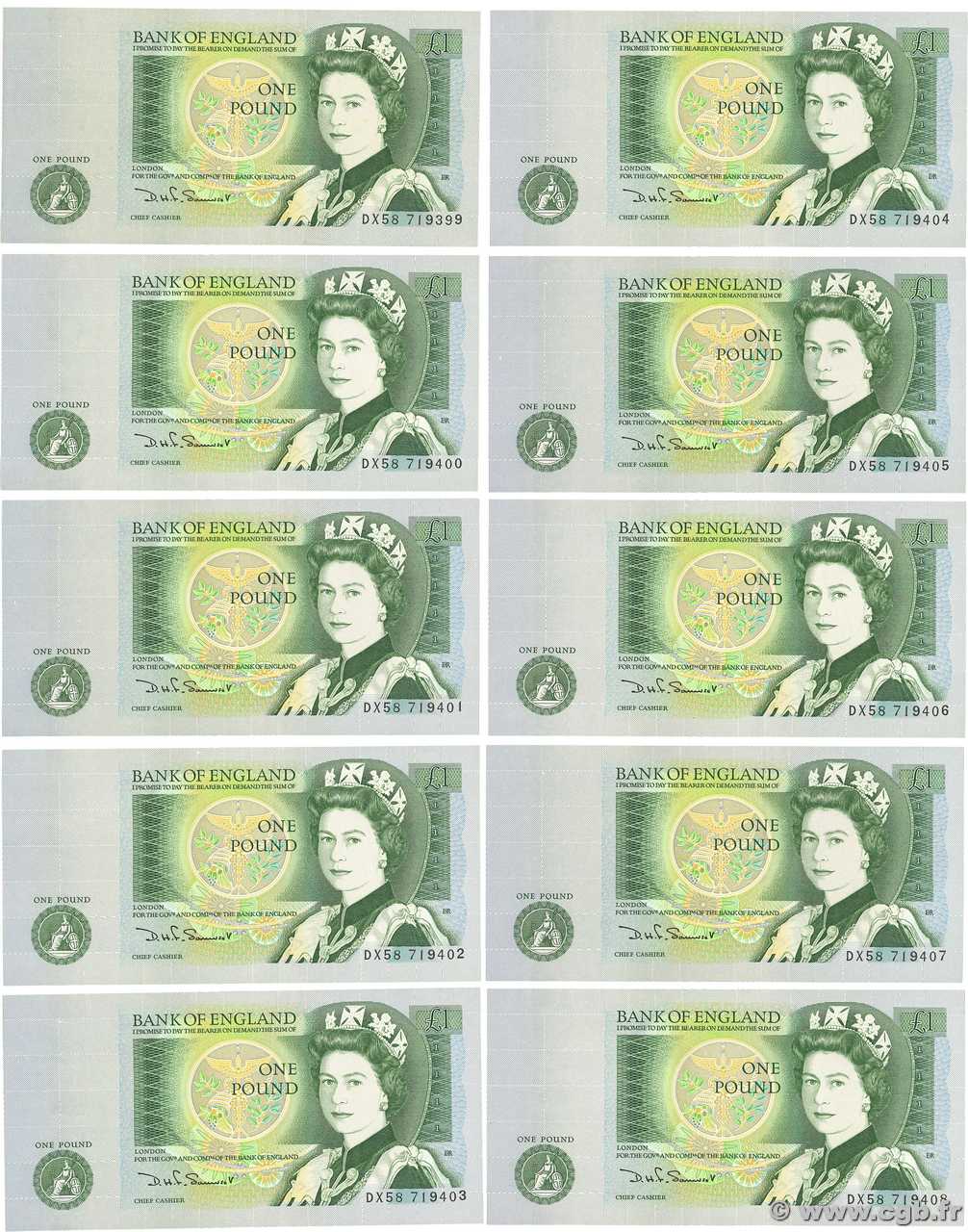 1 Pound Consécutifs ENGLAND  1981 P.377b UNC-