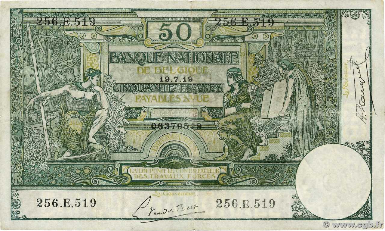 50 Francs   BELGIQUE  1919 P.068b TB