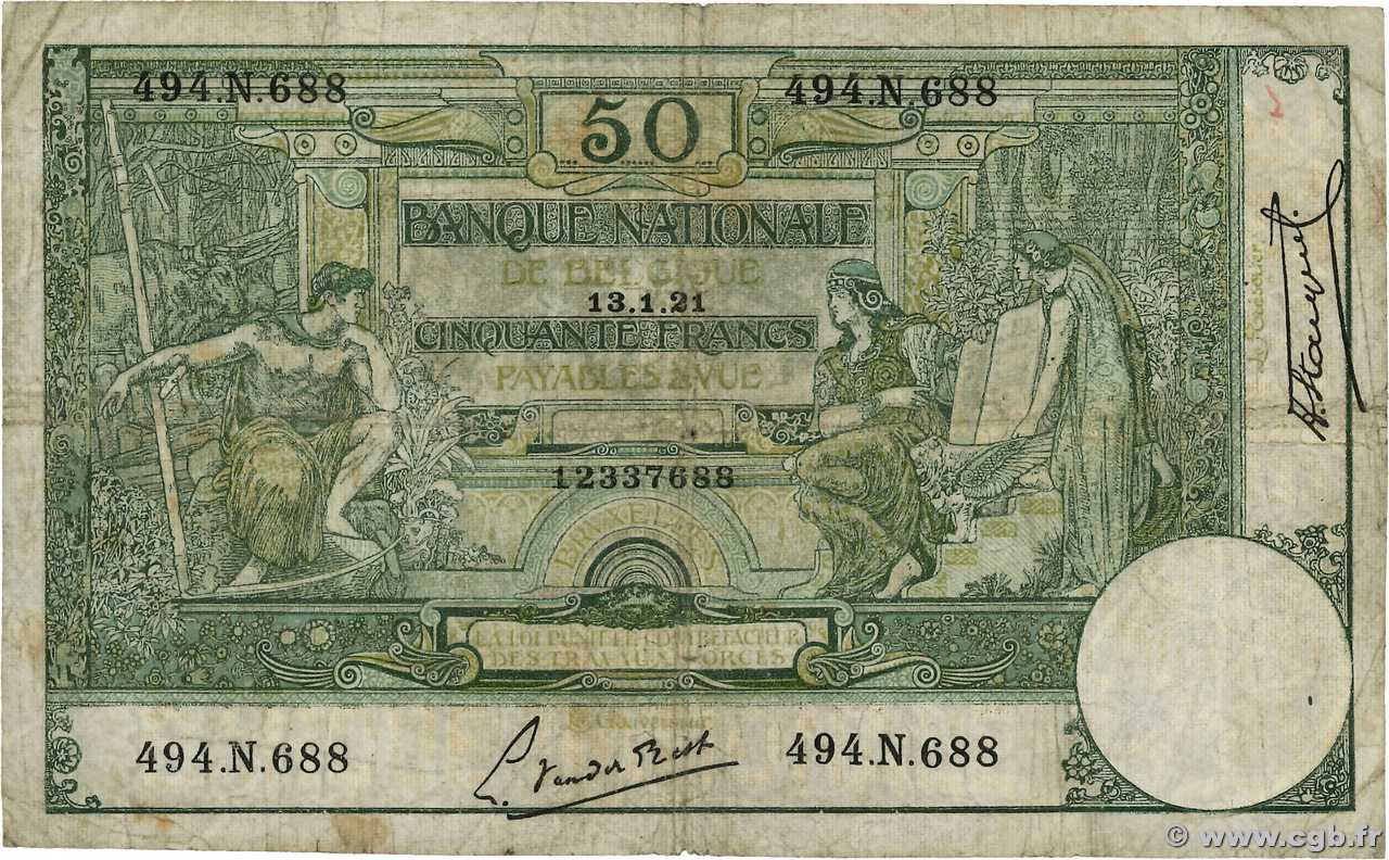 50 Francs  BELGIUM  1921 P.068b G
