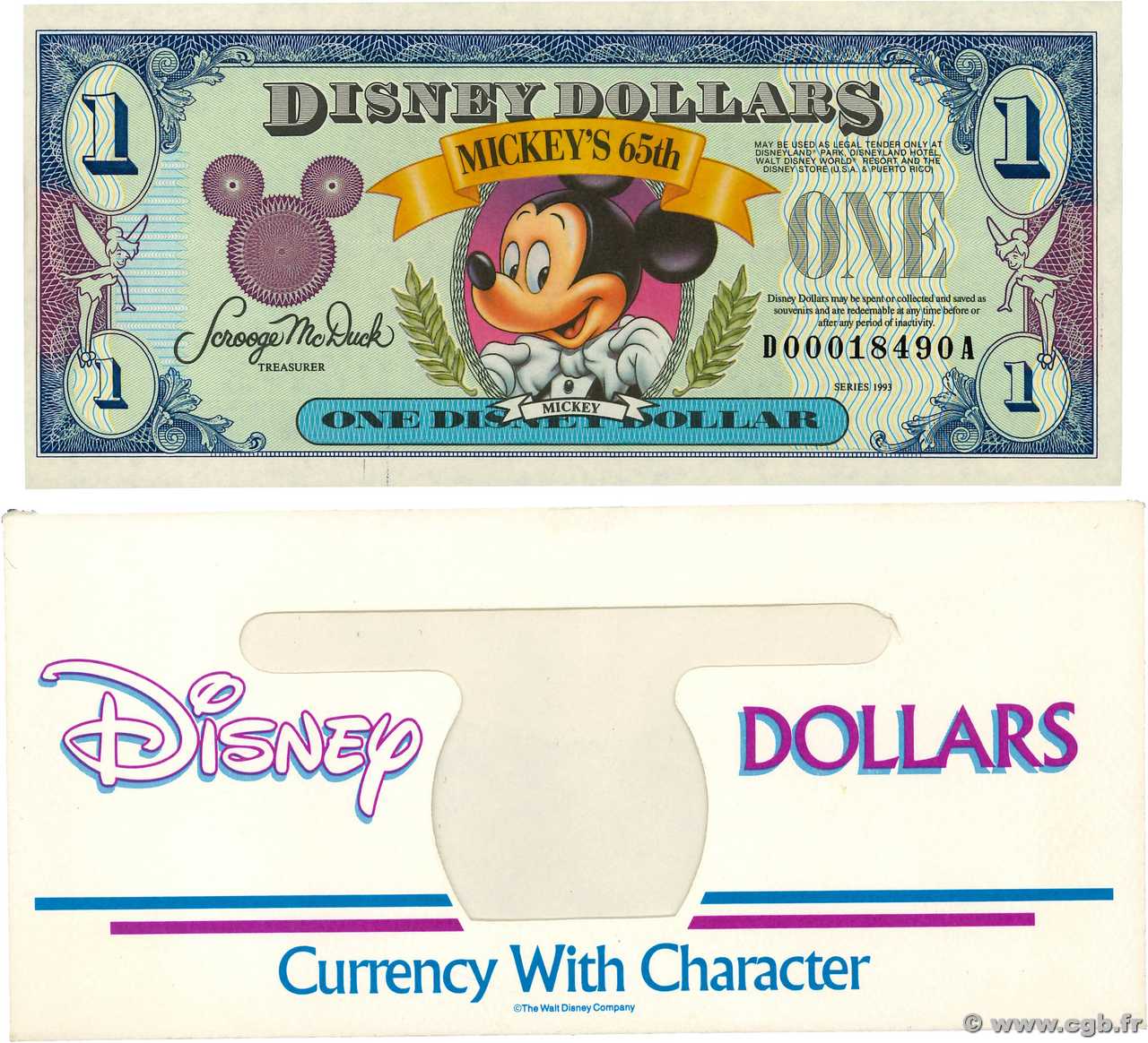1 Disney dollar Commémoratif ÉTATS-UNIS D AMÉRIQUE  1993  NEUF
