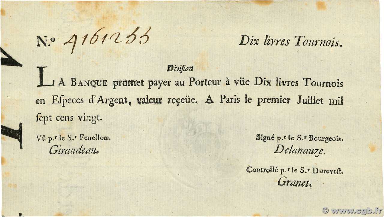10 Livres Tournois FRANCE  1720 Dor.22 SUP