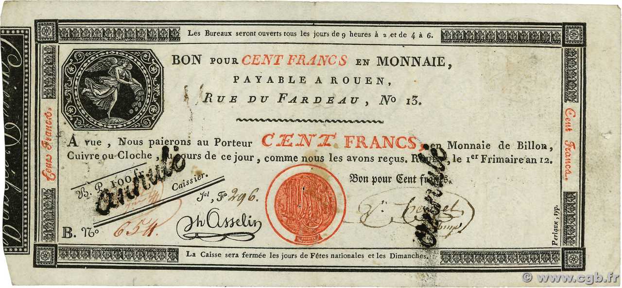 100 Francs Annulé FRANCIA  1803 PS.246b BB