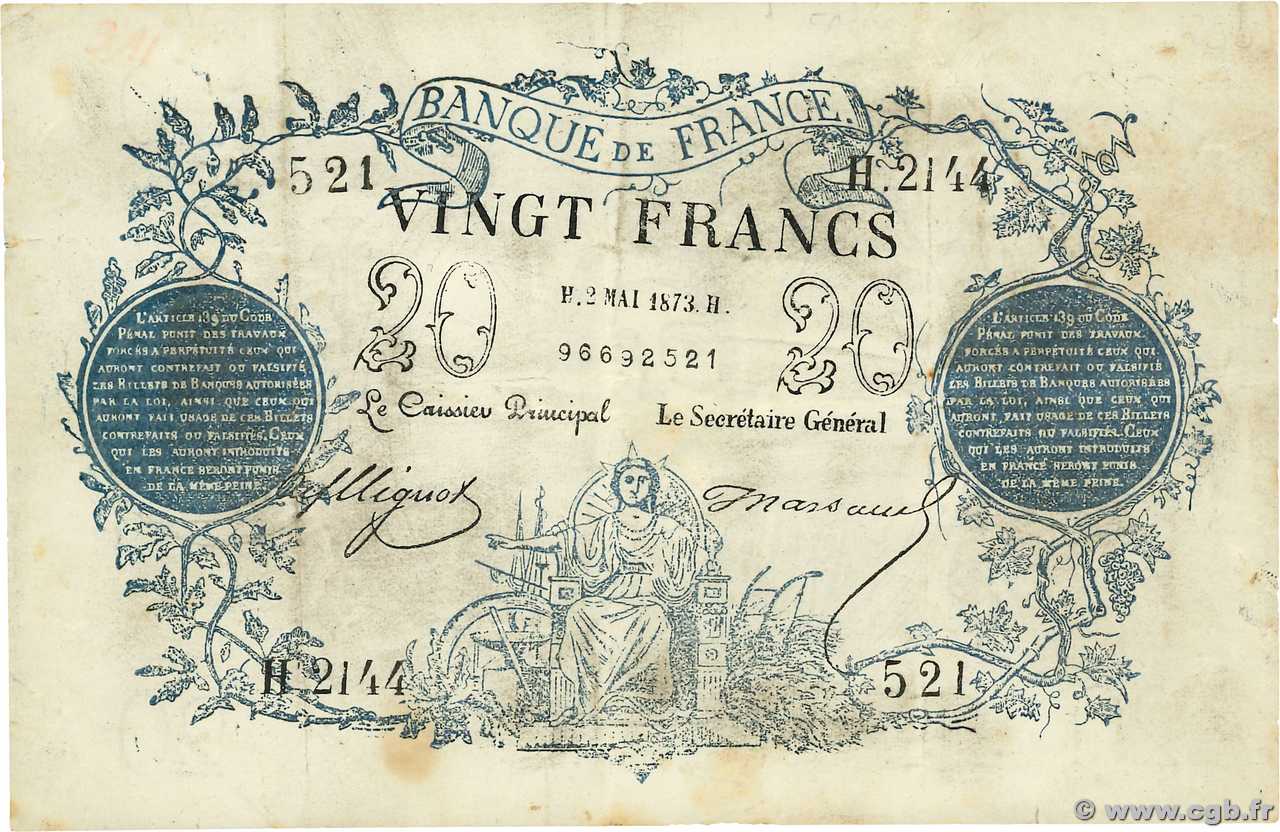20 Francs type 1871 - Bleu Faux FRANCE  1873 F.A46.04 TB+