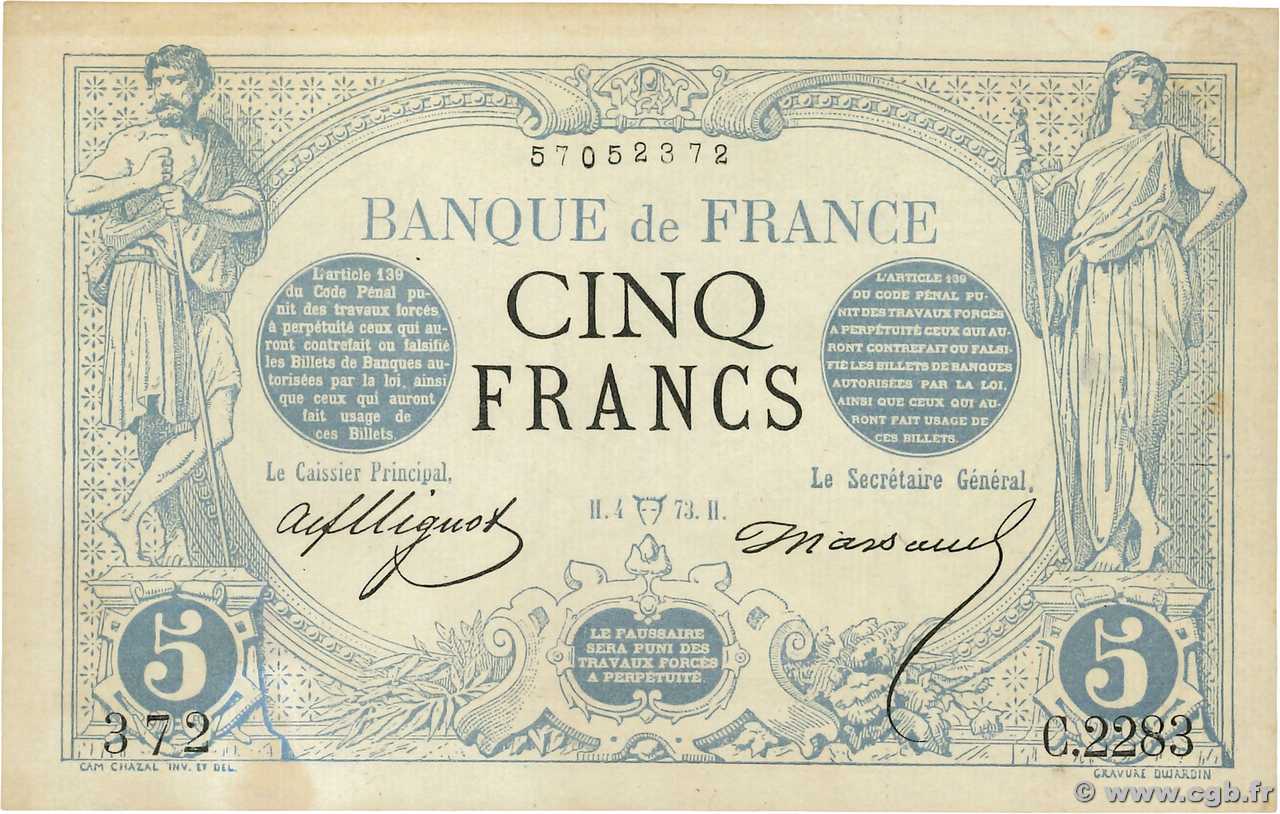 5 Francs NOIR FRANCE  1873 F.01.17 TTB