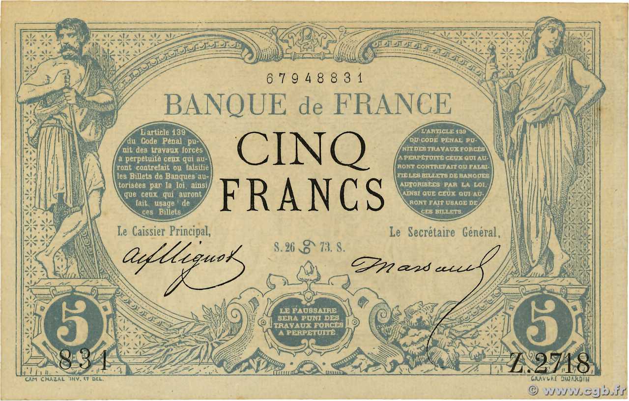 5 Francs NOIR FRANCE  1873 F.01.19 TTB