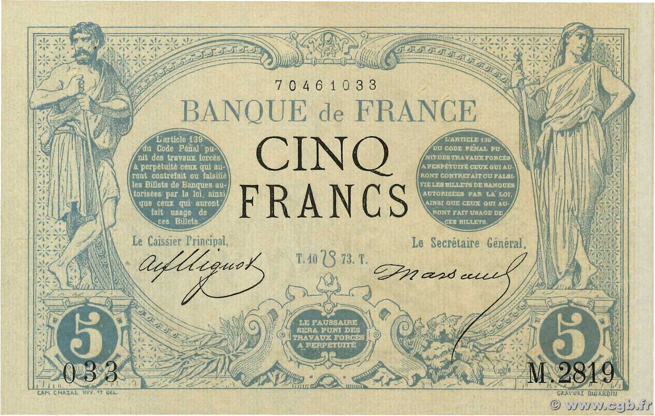5 Francs NOIR FRANCE  1873 F.01.20 SUP+