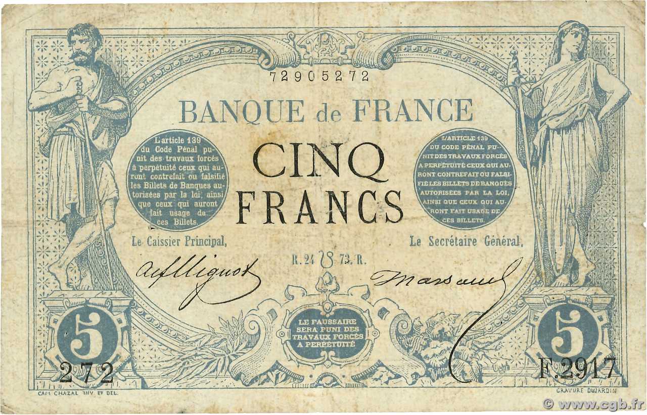 5 Francs NOIR FRANKREICH  1873 F.01.20 SGE