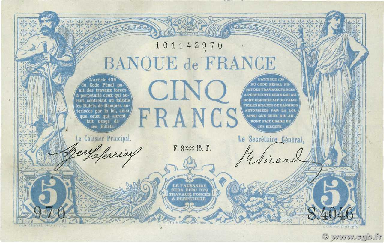 5 Francs BLEU FRANCIA  1915 F.02.23 BB