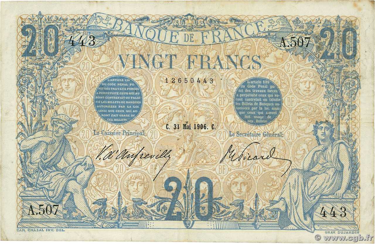 20 Francs BLEU FRANCIA  1906 F.10.01 BC