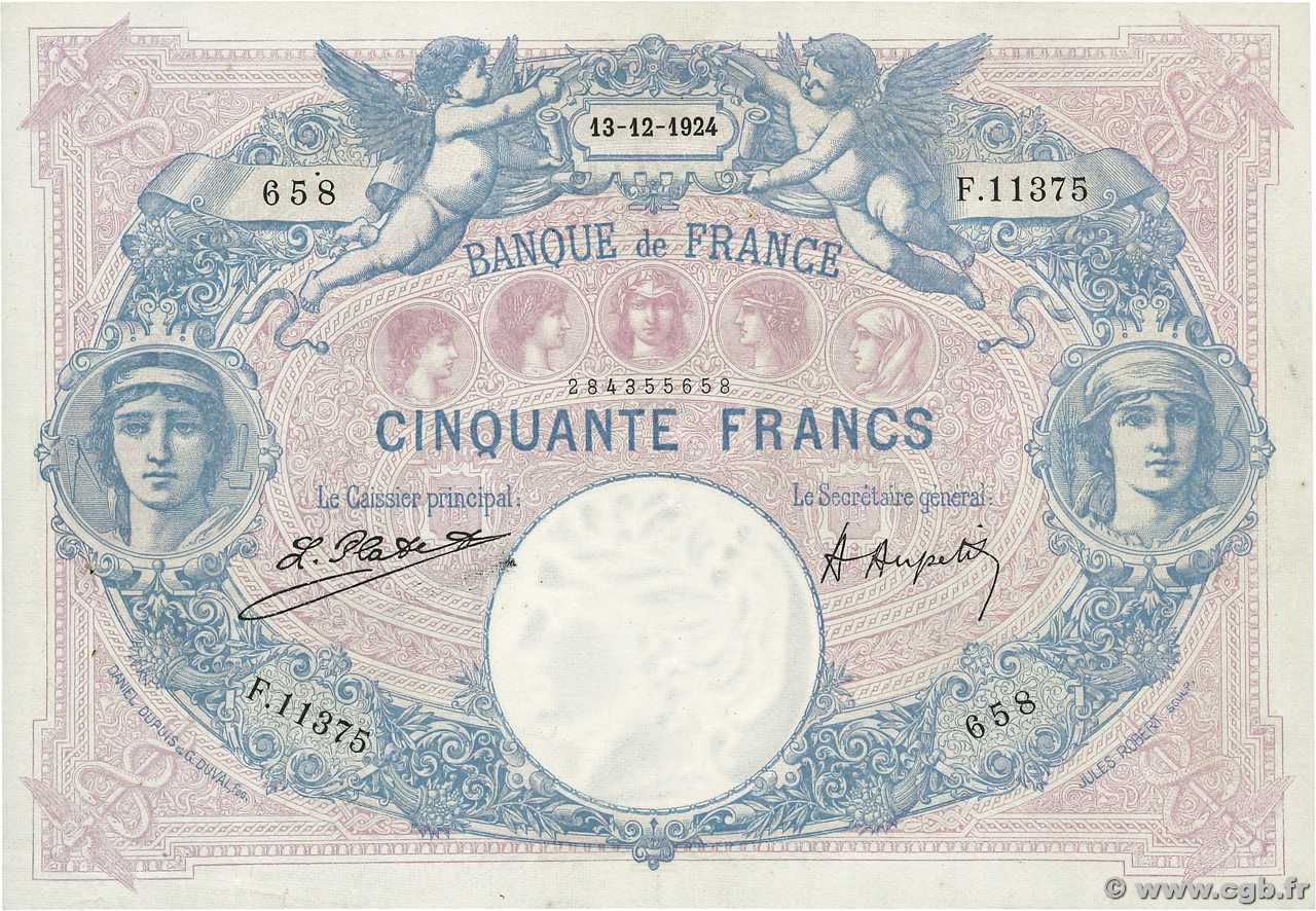 50 Francs BLEU ET ROSE FRANKREICH  1924 F.14.37 SS