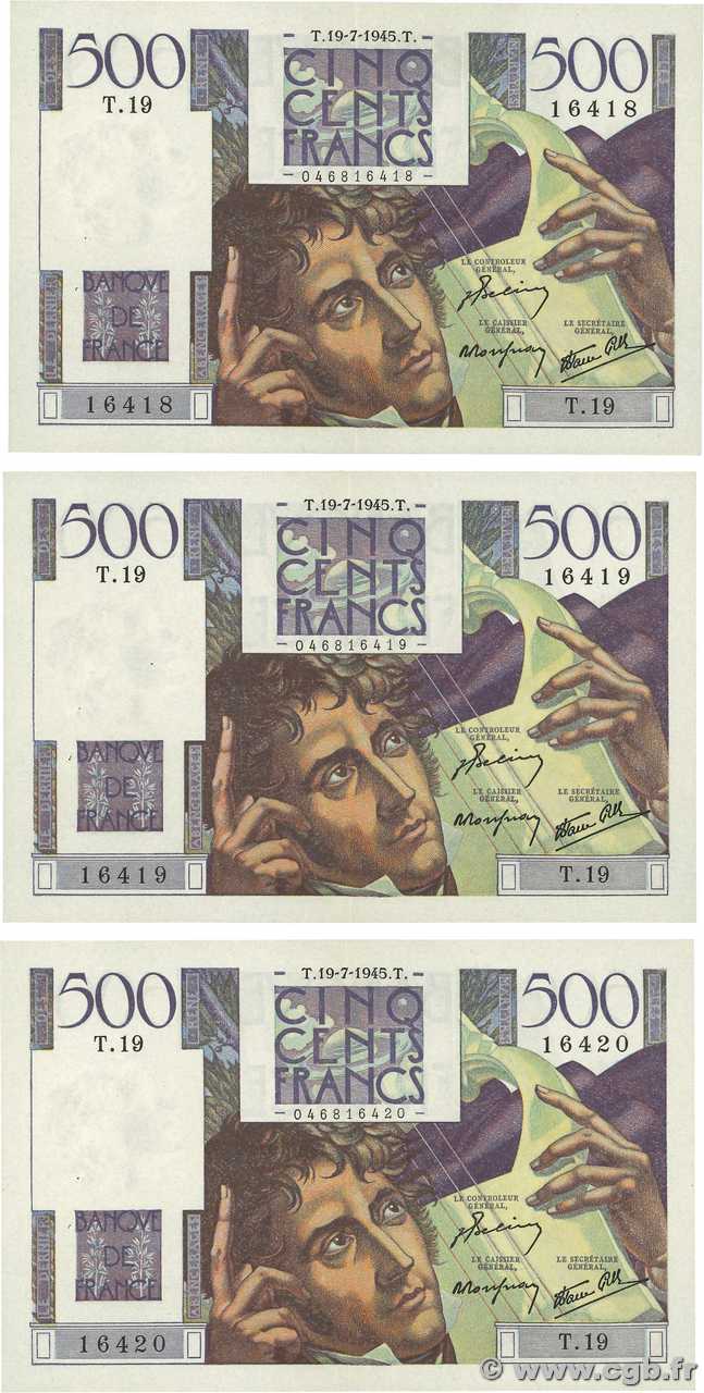 500 Francs CHATEAUBRIAND Consécutifs FRANKREICH  1945 F.34.01 VZ+