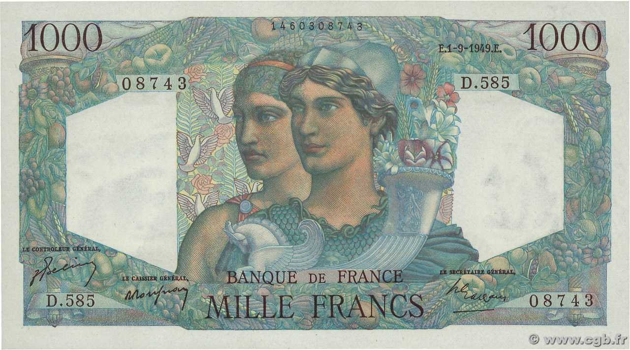 1000 Francs MINERVE ET HERCULE FRANCIA  1949 F.41.28 SC+