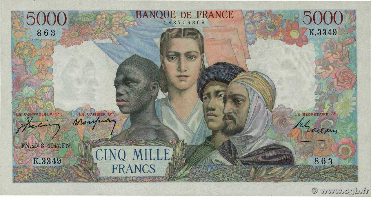 5000 Francs EMPIRE FRANÇAIS FRANKREICH  1947 F.47.59 VZ+