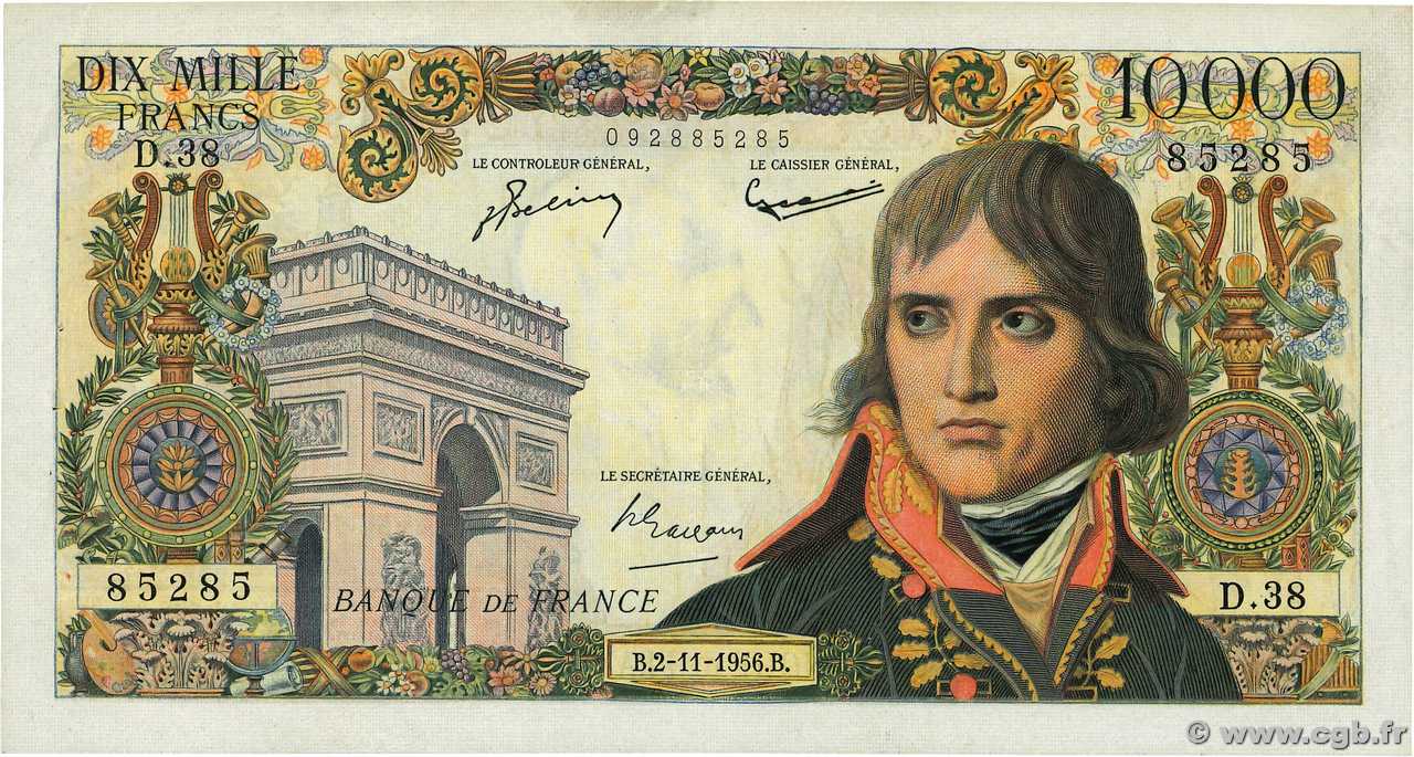 10000 Francs BONAPARTE Numéro spécial FRANKREICH  1956 F.51.05 fVZ