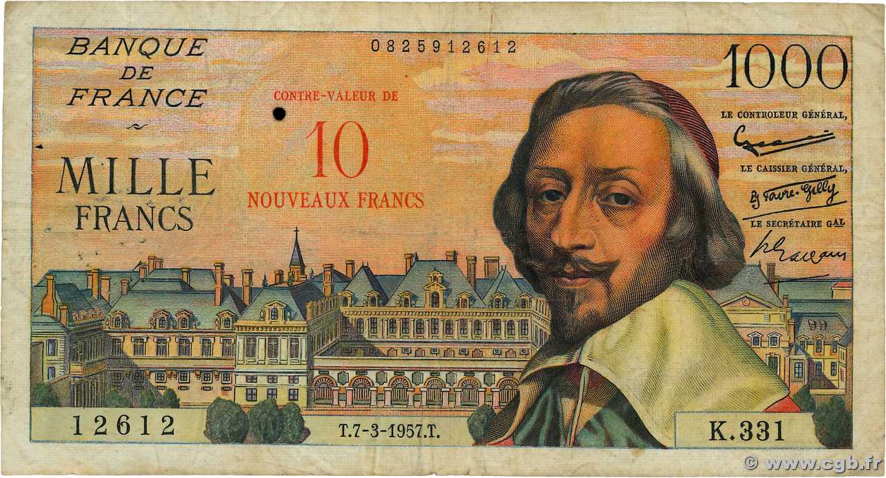 10 NF sur 1000 Francs RICHELIEU Numéro spécial FRANCIA  1957 F.53.01 RC+