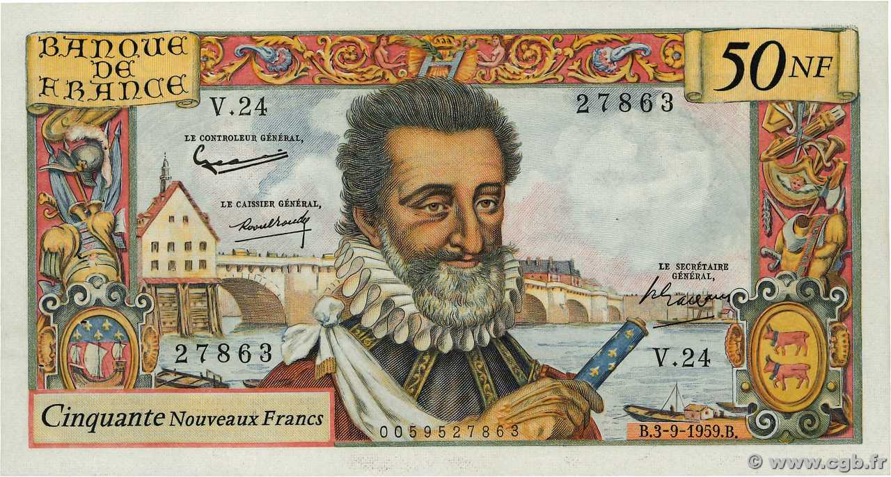 50 Nouveaux Francs HENRI IV FRANKREICH  1959 F.58.03 fVZ