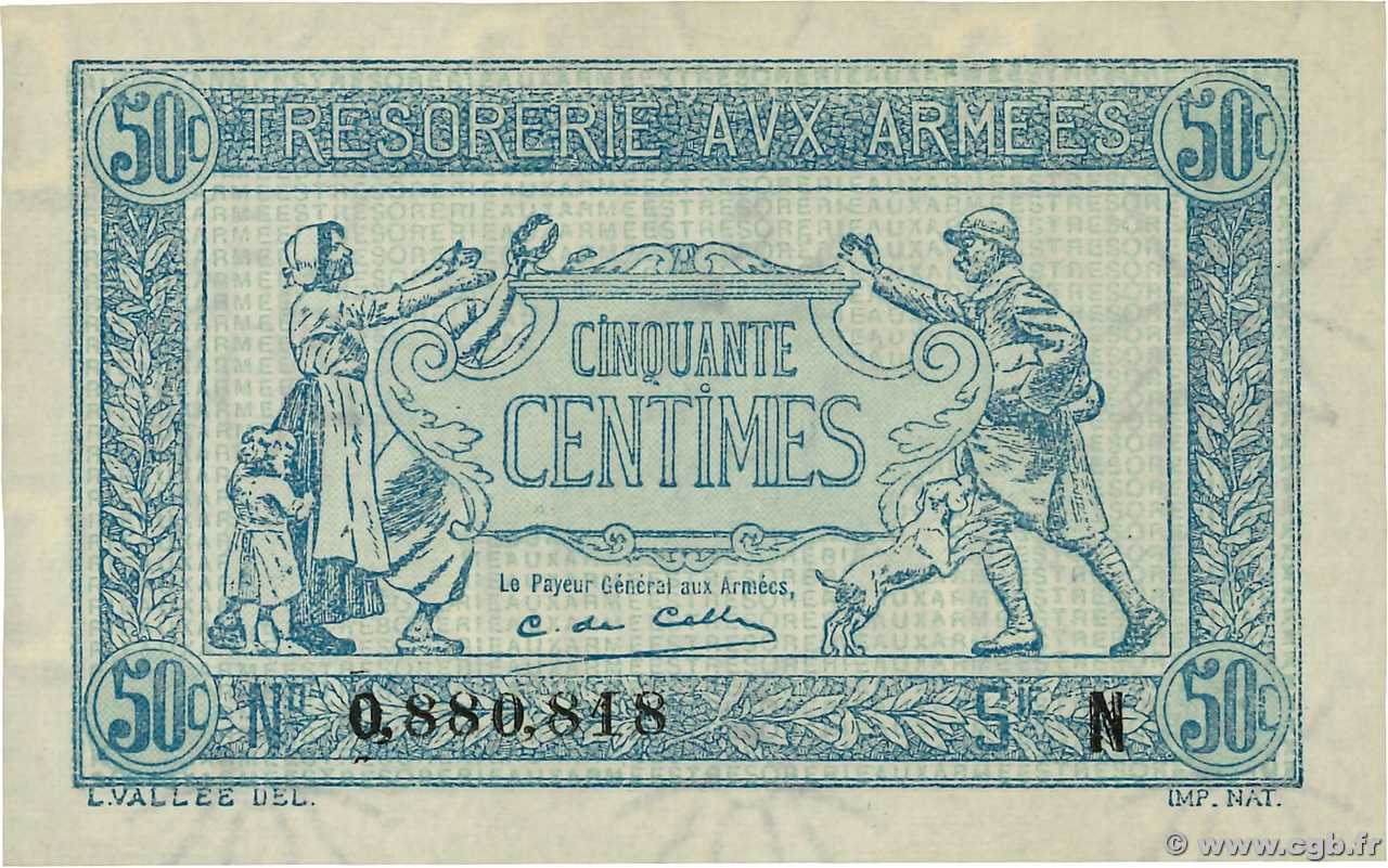 50 Centimes TRÉSORERIE AUX ARMÉES 1917 FRANCIA  1917 VF.01.14 q.FDC