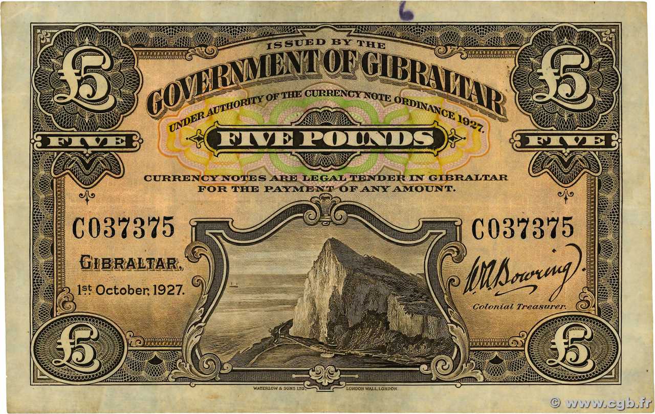 5 Pounds GIBRALTAR  1927 P.13 TB+