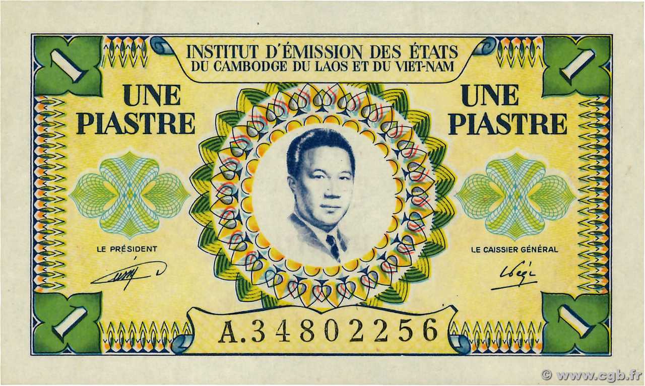 1 Piastre - 1 Dong INDOCINA FRANCESE  1953 P.104 q.FDC